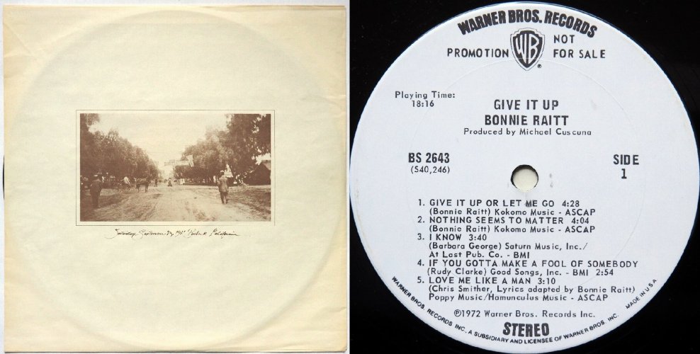 Bonnie Raitt / Give It Up (US White Label Promo STERLING)の画像