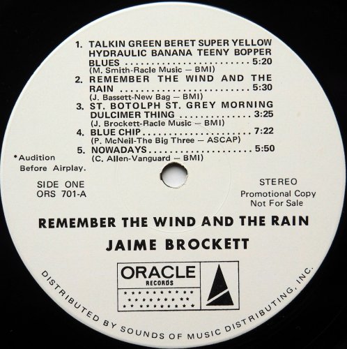 Jaime Brockett / Remember The Wind And The Rain (Oracle Rare White Label Promo)β