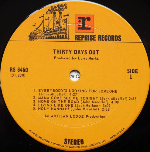 Thirty Days Out / Thirty Days Out (w/Poster Cover)β