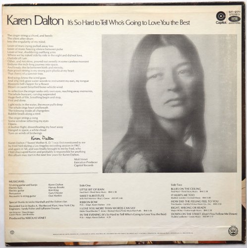 Karen Dalton / It's So Hard To Tell Who's Going To Love You The Best (US)β