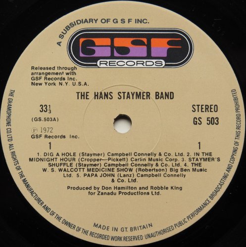 Hans Staymer Band / Same (1st Rare UK Matrix-1)β
