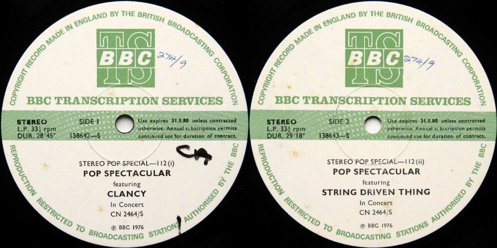 Clancy / String Driven Thing / In Concert Stereo Pop Special-112 (Mega Rare BBC Transcription Live) β