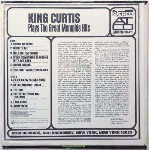 King Curtis / Plays The Great Memphis Hits (US 2nd Issue In Shrink)β