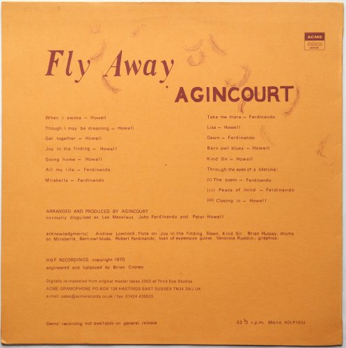 Agincourt / Fly Away (Acme Plain White Label Test Pressing)の画像