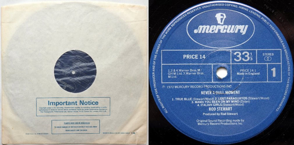Rod Stewart / Never A Dull Moment (UK Early Issue Blue Label)β