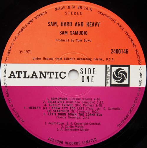 Sam Samudio / Sam, Hard And Heavy (Duane Allman) (UK Matrix-1)β