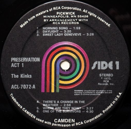Kinks / Preservation Act 1 (US Later In Shrink)β