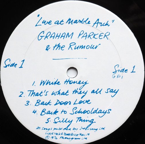 Graham Parker & The Rumour / Live At Marble Arch (Promo Only)β
