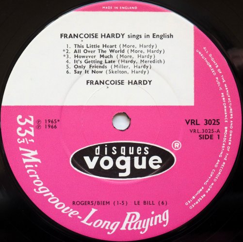Francoise Hardy / Francoise Hardy Sings In English (UK Matrix-1Early Issue)β