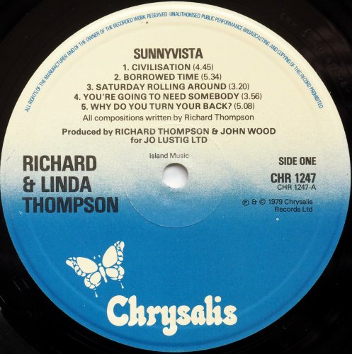 Richard & Linda Thompson / Sunnyvista (UK Matrix-1 Early Issue)β