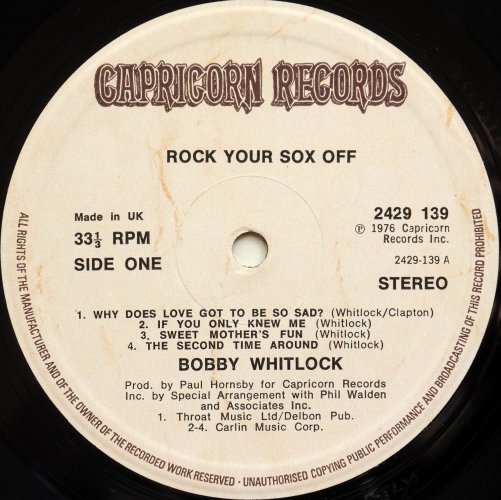 Bobby Whitlock / Rock Your Sox Off (UK)β
