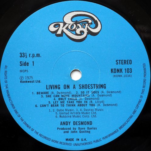 Andy Desmond / Living On A Shoestringβ