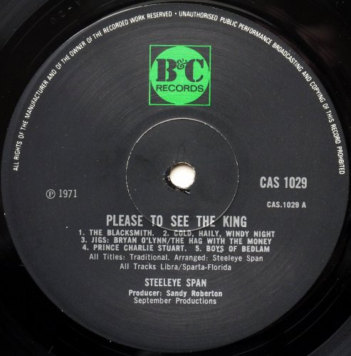 Steeleye Span / Please To See The King (B&C Non-Textured)β