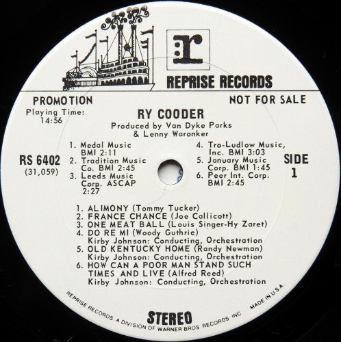 Ry Cooder / Ry Cooder (US Rare White Label Promo)β