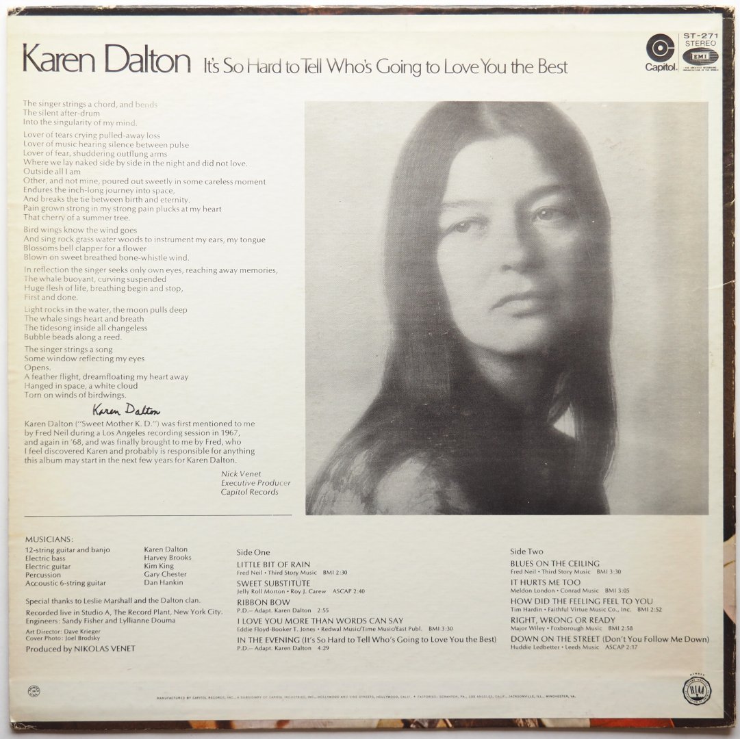 Karen Dalton / It's So Hard To Tell Who's Going To Love You The