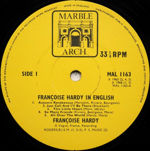 Francoise Hardy / In English (UK Matrix-1 Mono)β