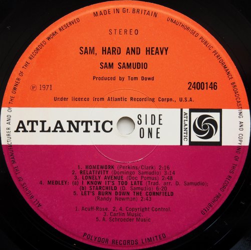 Sam Samudio / Sam, Hard And Heavy (Duane Allman)  (UK Matrix-1)β