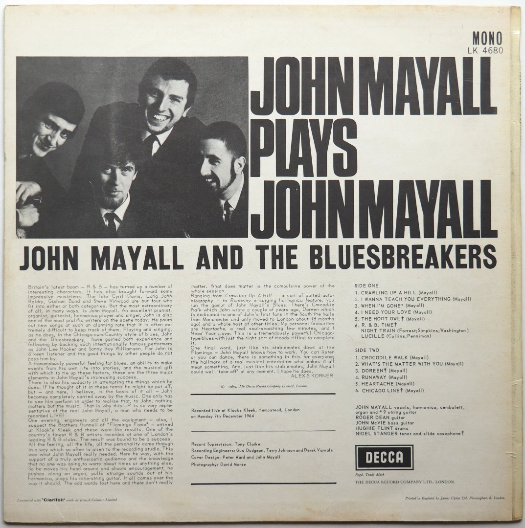 John Mayall And The Blues Breakers / John Mayall Plays John Mayall (UK Open  Decca Mono) - DISK-MARKET