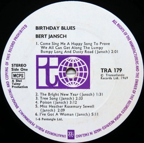 Bert Jansch / Birthday Blues (UK Matrix-1)β