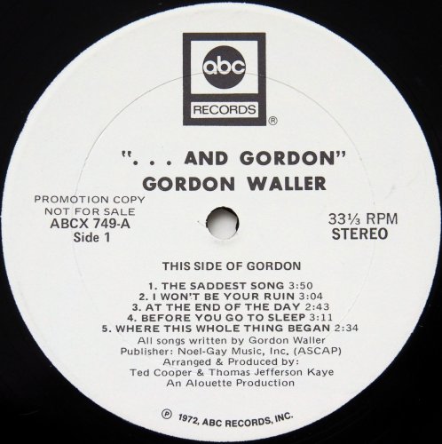 Gordon Waller / ...and Gordon (US White Label Promo)β