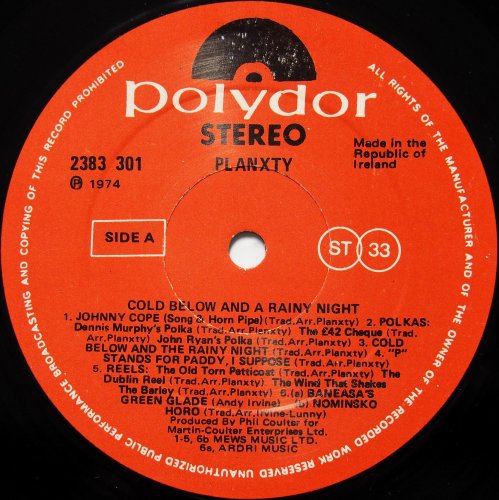 Planxty / Cold Blow And The Rainy Night (Ireland)β