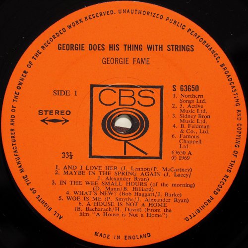 Georgie Fame / Georgie Does His Thing With Strings (UK Matrix-1)β