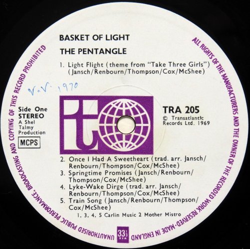 Pentangle, The / Basket Of Light (UK Early issue)β