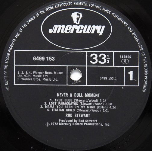 Rod Stewart / Never A Dull Moment (UK Early Issue Black Label)β
