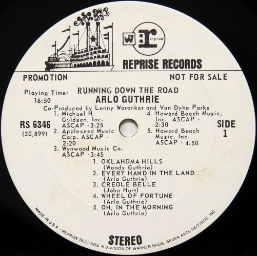 Arlo Guthrie / Running Down The Road (US White Label Promo)β