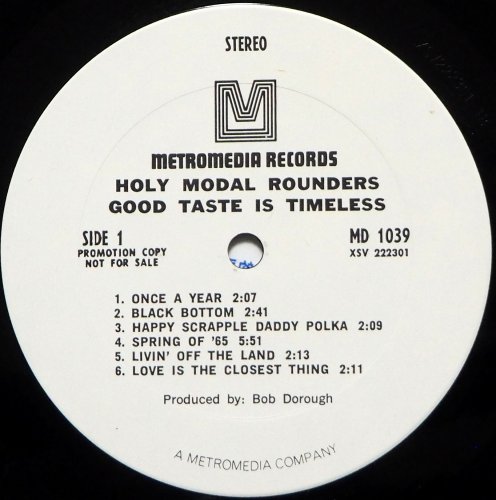 Holy Modal Rounders / Good Taste Is Timeless (White Label Promo)β