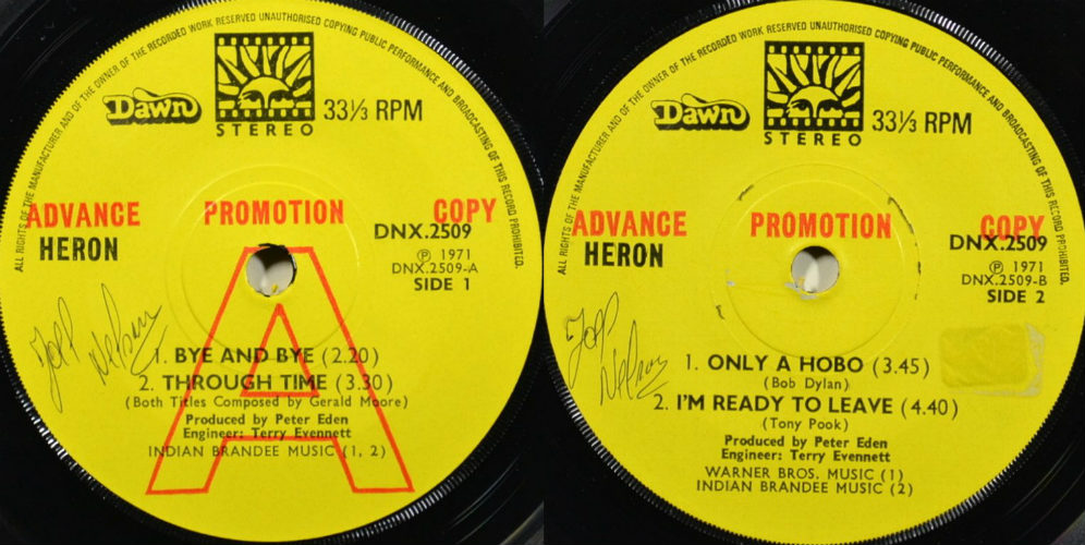 Heron / Bye & Bye / Only A Hobo (EP Promo Picture Sleeve)β