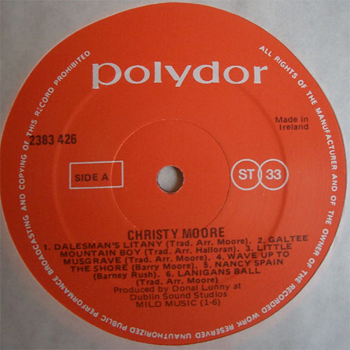 Christy Moore / Christy Moore (Ireland Polydor)β