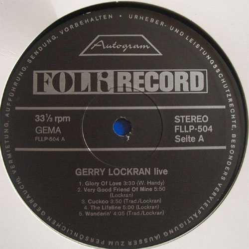 Gerry Lockran / Rally Round The Flag (Live LP)  (Germany Only)β