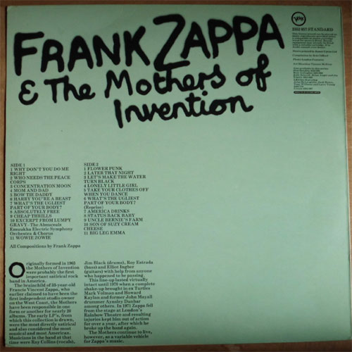 Frank Zappa and the Mothers Of Invention / Transparency (Rare, UK Only Compilation)β