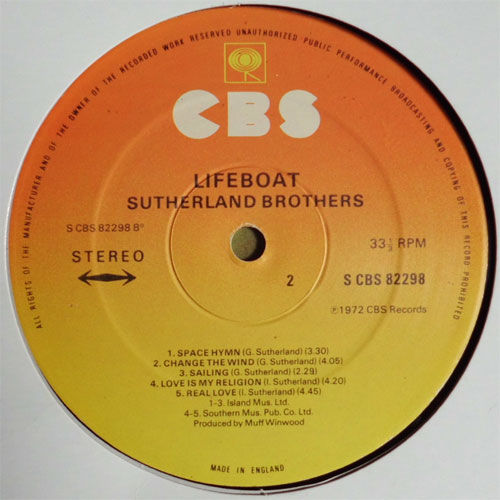 Sutherland Brothers / Lifeboat (UK CBS Press feat. Sailing)β