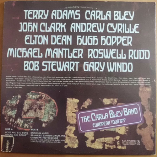 Carla Bley Band (Feat. Elton Dean & Hugh Hopper) / European Tour 1977 (Rare USA WATT Original)β