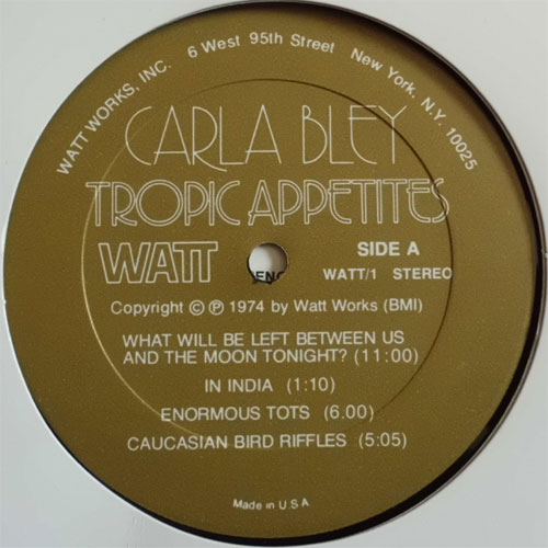 Carla Bley Feat. Julie Tippetts / Tropic Appetites (Rare USA WATT Original)β