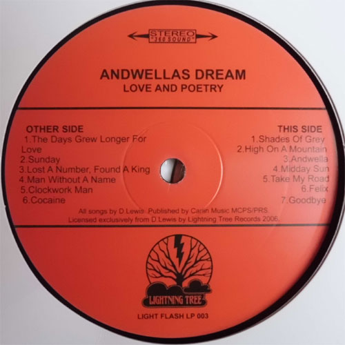 Andwellas Dream / Love And Poetry (Reissue but Rare)β