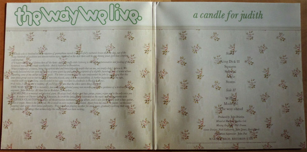 Way We Live / A Candle For Judith (Ltd. 800 Reissue)の画像