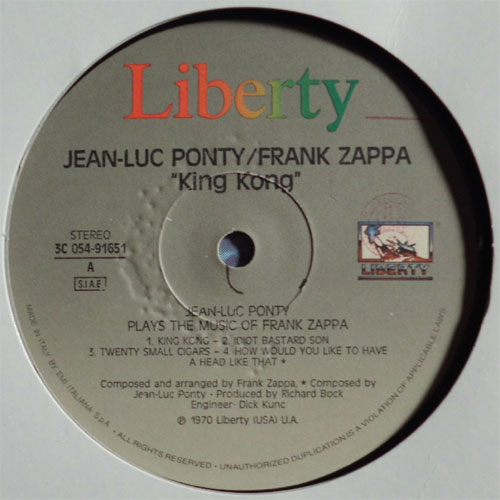 Jean-Luc Ponty / King Kong  Plays The Music Of Frank Zappaβ