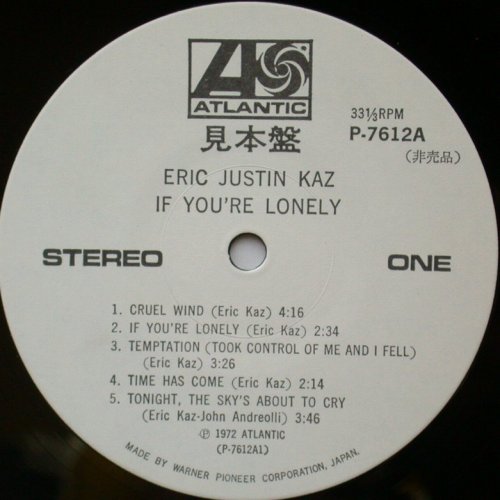 Eric Justin Kaz / If You're Lonely (JP Promo)β