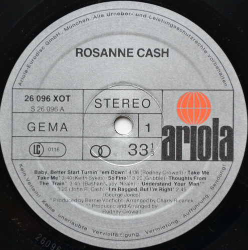 Rosanne Cash / Rosanne Cash (Rare 1st)β