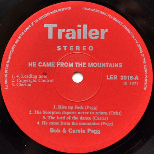 Bob And Carole Pegg / He Came From The Mountains (Early Press)β