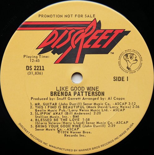 Brenda Patterson / Like Good Wine (Promo)β