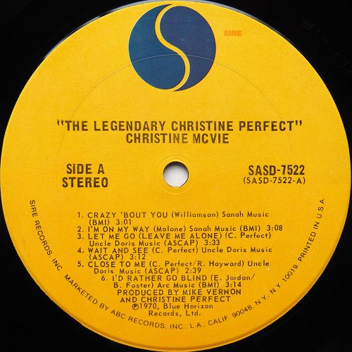 Christine McVie / The Legendary Christine Perfect Album (US)β