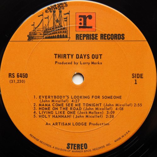 Thirty Days Out / Thirty Days Out (White Label Promow/Poster Cover)β