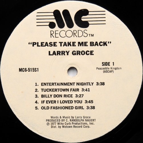 Larry Groce / Please Take Me Back β