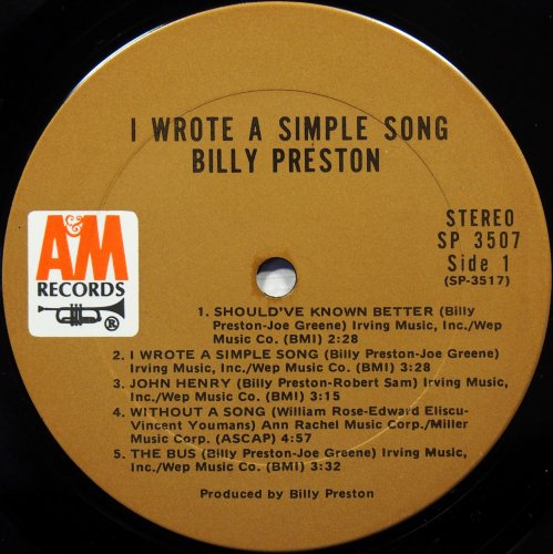 Billy Preston / I Wrote A Simple Song (Early Issue)β