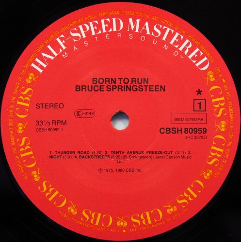 Bruce Springsteen / Born to Run (CBS Master Sound Audiophile Pressing Half Speed Mastered)β