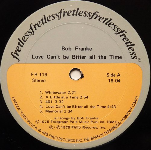 Bob Franke / Love Can't Be Bitter All The Time β